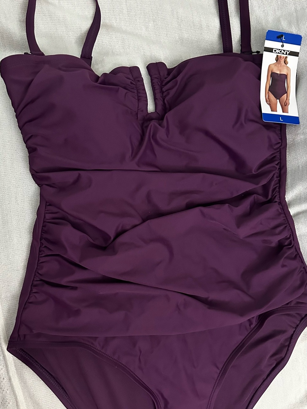 DKNY Plum u neckline detail One-Piece Swimsuit ,tummy control , bust support - Picture 10 of 10